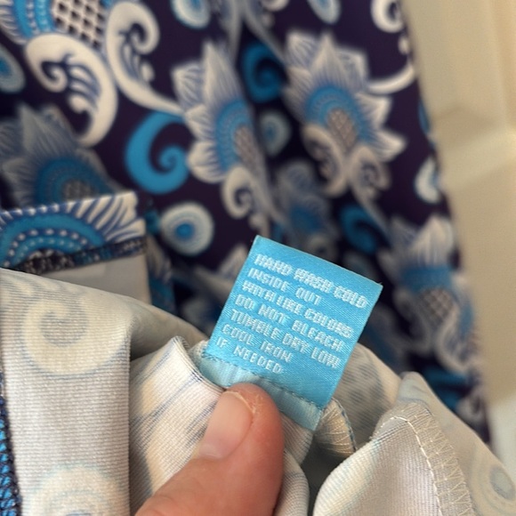 J. McLaughlin Blue and White Patterned Stretchy Dress - S - Picture 7 of 9